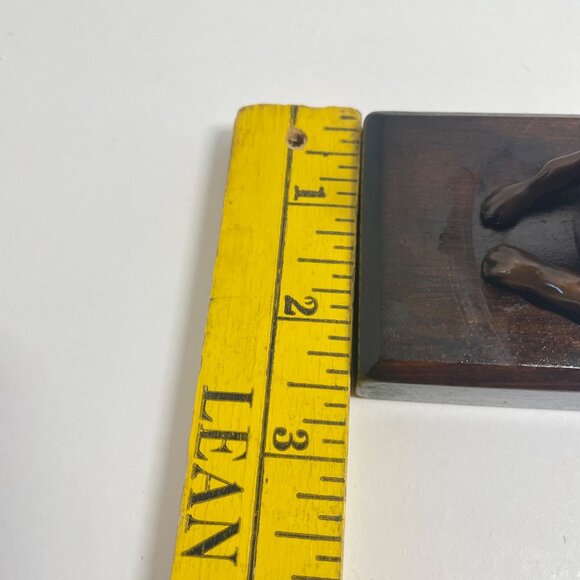 Vintage Bronze Bulldog Figurine On Wooden Base - Picture 8 of 9